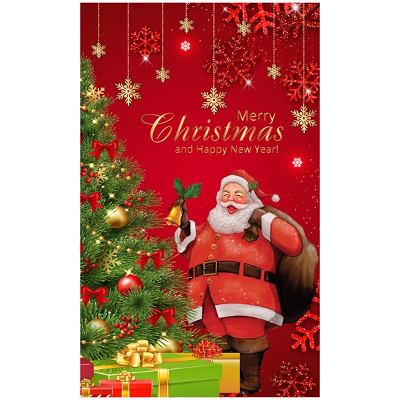 13 1 Others New Years Eve Christmas Tree and Santa Claus Self Static Hug Wall Decal Model 1