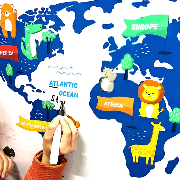 2 2 Transparent Color Animal Themed World Map For Kids