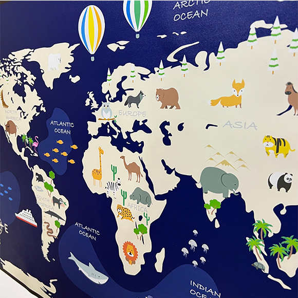 2 Colorful Animal Themed World Map For Kids
