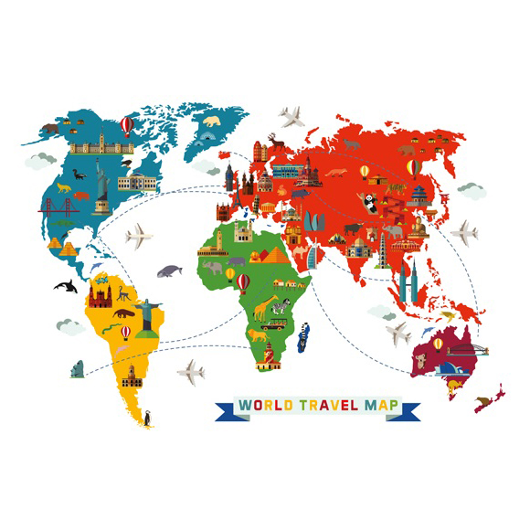 4 Colored World Travel Map